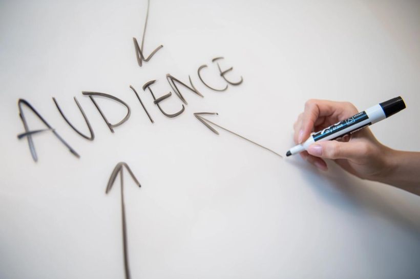 Audience written on whiteboard with arrows